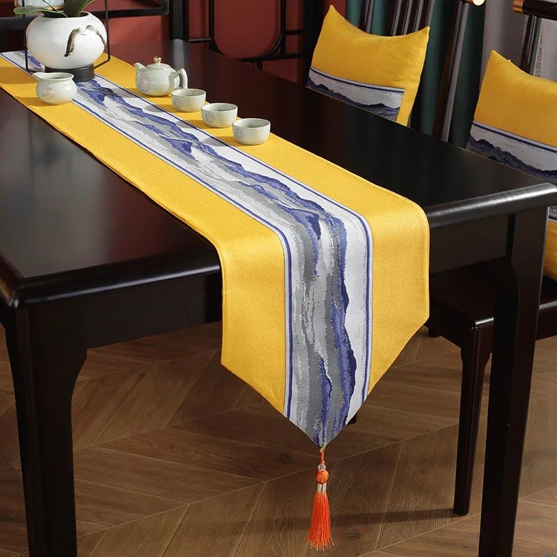 Bluejw Modern Table Runner Linen Embroidered Table Runner Easy-Care Table Runner - Image 1